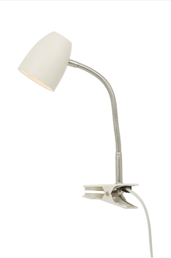 Aneta Lighting - Klemmelampe Sand/krom - Hvid - Skrivebordslamper - - Homeroom